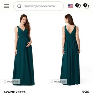 Azazie Yetta Pine Green Maxi Dress